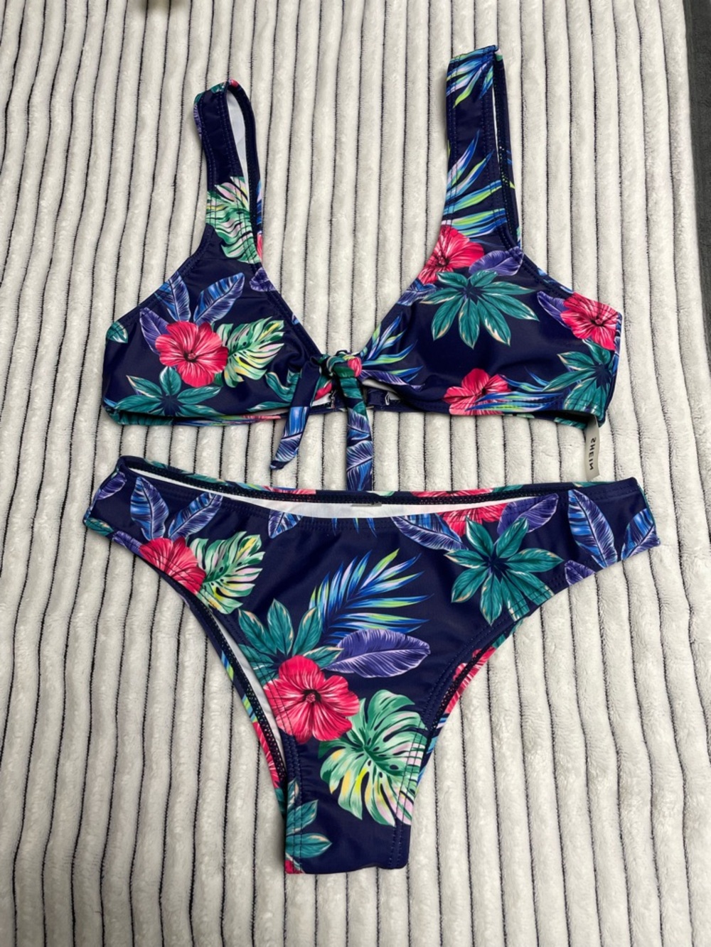 SHEIN Navy Tropical Floral Bikini Set